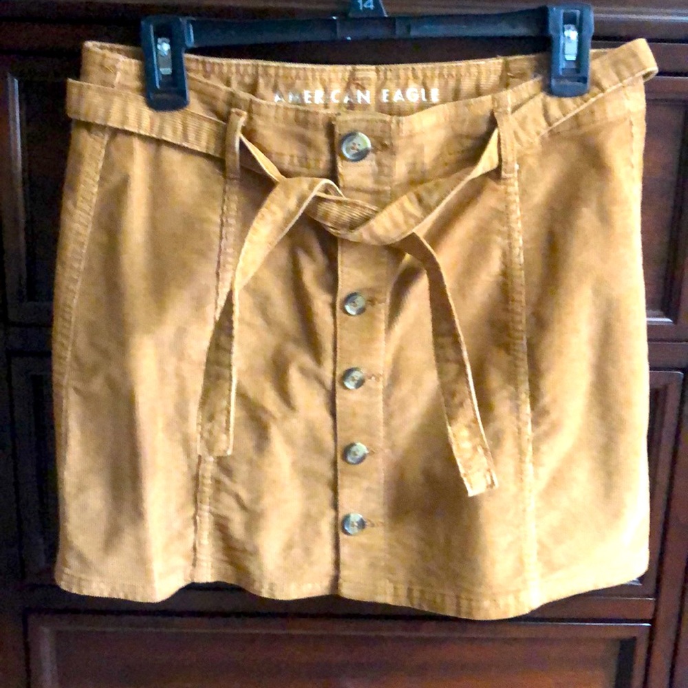 Corduroy high waisted tan skirt